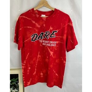 Dare To Keep Kids Off Drugs Shirt Unisex Med Bleached Distressed Paint Splatter
